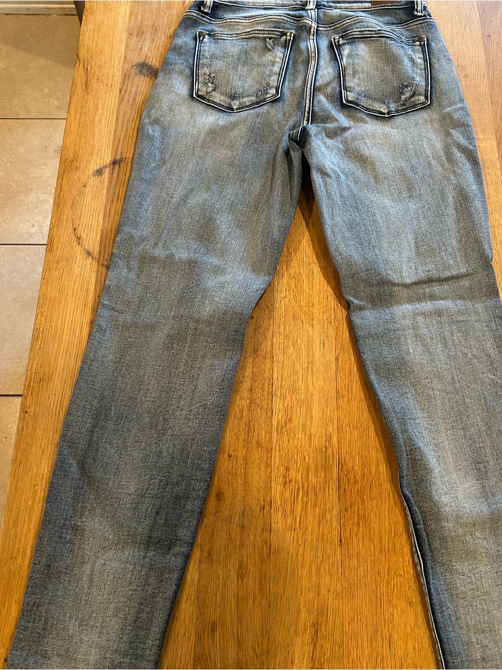 Judy Blue Grey Distressed Skinny Jeans with Button-Fly - Picture 7 of 8